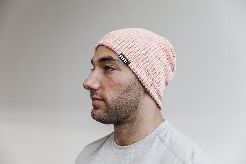 Pink Nobull Waffle Beanie Men\'s Hats | CA L1617I